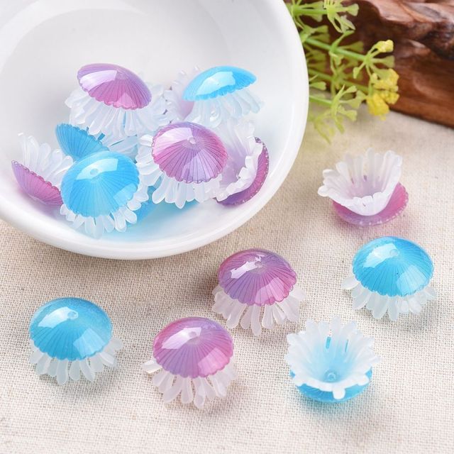 20pcs Transparent Acrylic Jellyfish Beads Cute Ocean Animal jellyfish Beads  Mixed Color for DIY bracelet necklace jewelry making - AliExpress